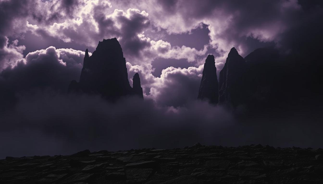 A dark, ominous landscape shrouded in heavy, foreboding clouds. In the foreground, a cracked and crumbling foundation, symbolizing the precariousness of one's fate. Towering, jagged rocks rise up in the distance, casting long shadows across the scene. The sky is a deep, bruised purple, hinting at the perilous nature of the "命 下半 危機" - the potential for upheaval and crisis in the latter half of one's life. A sense of unease and uncertainty pervades the entire composition, capturing the complex and unpredictable nature of the emperor's destiny. Dramatic chiaroscuro lighting creates a sense of dramatic tension, underscoring the high stakes and challenges that may lie ahead. A dark, ominous landscape shrouded in heavy, foreboding clouds. In the foreground, a cracked and crumbling foundation, symbolizing the precariousness of one's fate. Towering, jagged rocks rise up in the distance, casting long shadows across the scene. The sky is a deep, bruised purple, hinting at the perilous nature of the "命 下半 危機" - the potential for upheaval and crisis in the latter half of one's life. A sense of unease and uncertainty pervades the entire composition, capturing the complex and unpredictable nature of the emperor's destiny. Dramatic chiaroscuro lighting creates a sense of dramatic tension, underscoring the high stakes and challenges that may lie ahead.