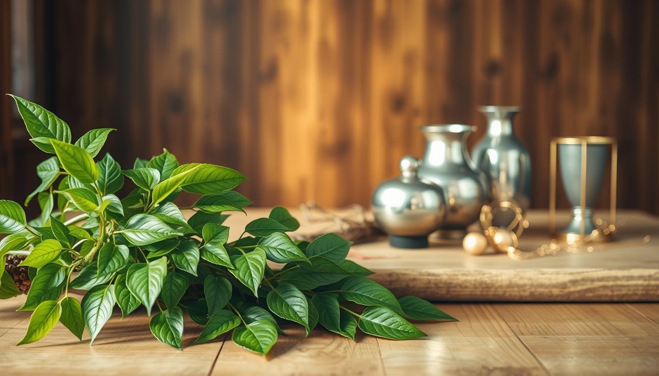 A tranquil indoor scene featuring a serene wooden table adorned with a harmonious arrangement of natural elements. In the foreground, a lush green plant with vibrant leaves cascades gracefully, symbolizing the wood element. Beside it, a collection of metallic objects, such as a polished silver vase and delicate golden accents, represent the complementary metal element. Soft, warm lighting bathes the scene, creating a cozy and inviting ambiance. The overall composition reflects the balanced interplay of wood and metal, inspiring a sense of prosperity and well-being. A tranquil indoor scene featuring a serene wooden table adorned with a harmonious arrangement of natural elements. In the foreground, a lush green plant with vibrant leaves cascades gracefully, symbolizing the wood element. Beside it, a collection of metallic objects, such as a polished silver vase and delicate golden accents, represent the complementary metal element. Soft, warm lighting bathes the scene, creating a cozy and inviting ambiance. The overall composition reflects the balanced interplay of wood and metal, inspiring a sense of prosperity and well-being.
