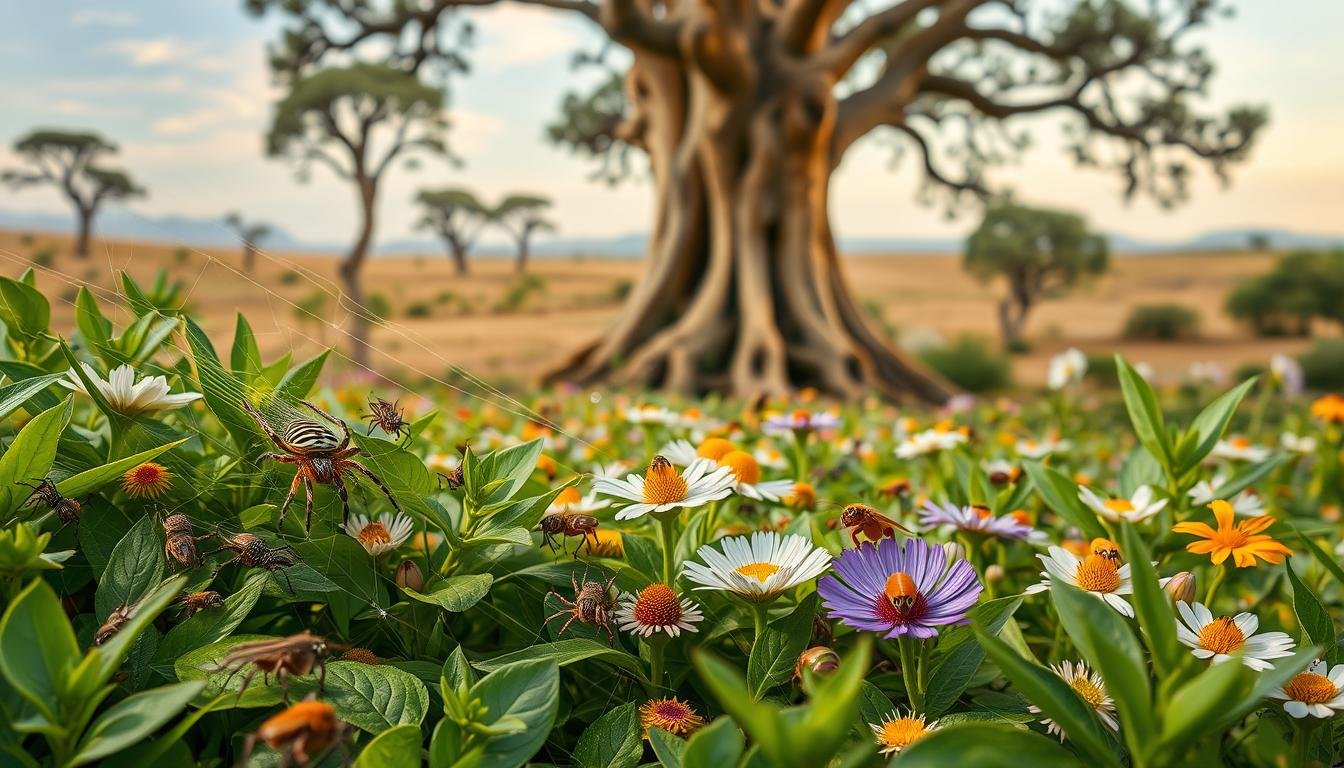 A vibrant and balanced spider ecosystem, showcasing the intricate web of life. In the foreground, a family of spiders scurrying across lush greenery, their movements captured in a soft, natural light. The middle ground reveals a diverse array of beneficial insects, pollinating flowers and maintaining the delicate balance of the environment. In the background, a serene, earthy landscape with towering trees and a calming sky, conveying a sense of harmony and the interconnectedness of all living things. The overall composition evokes a sense of wonder and appreciation for the important role spiders play in maintaining a healthy, thriving ecosystem. A vibrant and balanced spider ecosystem, showcasing the intricate web of life. In the foreground, a family of spiders scurrying across lush greenery, their movements captured in a soft, natural light. The middle ground reveals a diverse array of beneficial insects, pollinating flowers and maintaining the delicate balance of the environment. In the background, a serene, earthy landscape with towering trees and a calming sky, conveying a sense of harmony and the interconnectedness of all living things. The overall composition evokes a sense of wonder and appreciation for the important role spiders play in maintaining a healthy, thriving ecosystem.