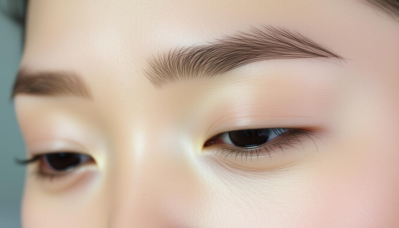 A close-up portrait of a human face, with a keen focus on the eyebrows. The eyebrows are neatly shaped, with a well-defined arch and a slight upward tilt at the outer edges. The hairs are thick and lustrous, arranged in a symmetrical and natural-looking pattern. The skin around the brows is smooth and unblemished, with a healthy, glowing complexion. The lighting is soft and diffused, creating subtle shadows that accentuate the contours of the brows. The overall mood is one of tranquility and contemplation, reflecting the significance of the eyebrows in traditional Chinese physiognomy. A close-up portrait of a human face, with a keen focus on the eyebrows. The eyebrows are neatly shaped, with a well-defined arch and a slight upward tilt at the outer edges. The hairs are thick and lustrous, arranged in a symmetrical and natural-looking pattern. The skin around the brows is smooth and unblemished, with a healthy, glowing complexion. The lighting is soft and diffused, creating subtle shadows that accentuate the contours of the brows. The overall mood is one of tranquility and contemplation, reflecting the significance of the eyebrows in traditional Chinese physiognomy.