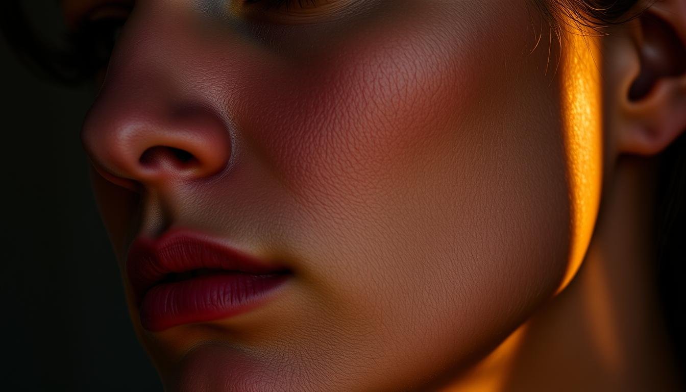 A detailed, high-resolution portrait of the face and cheeks, showcasing the prominent cheekbones and jawline. Soft, warm lighting from the side casts dramatic shadows, accentuating the contours of the face. The skin has a natural, healthy glow, with a hint of rosy undertones. The expression is contemplative, exuding a sense of inner strength and determination. The composition is tightly framed, filling the frame with the essential facial features. The depth of field is shallow, keeping the focus on the central area of interest. Overall, the image conveys a sense of strength, character, and the intriguing interplay of bone structure and facial features. A detailed, high-resolution portrait of the face and cheeks, showcasing the prominent cheekbones and jawline. Soft, warm lighting from the side casts dramatic shadows, accentuating the contours of the face. The skin has a natural, healthy glow, with a hint of rosy undertones. The expression is contemplative, exuding a sense of inner strength and determination. The composition is tightly framed, filling the frame with the essential facial features. The depth of field is shallow, keeping the focus on the central area of interest. Overall, the image conveys a sense of strength, character, and the intriguing interplay of bone structure and facial features.