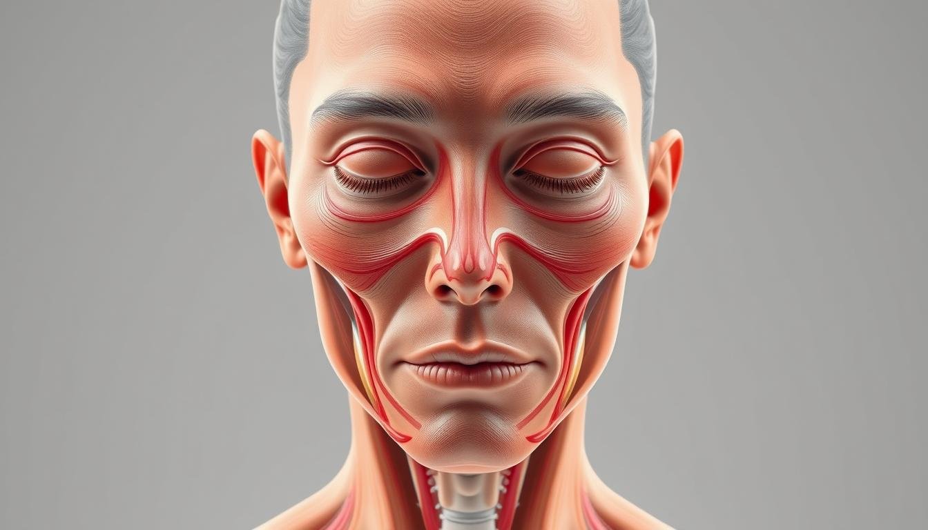A meticulously detailed illustration of the anatomical features that contribute to the formation of facial lines and creases, known as "法令紋" in traditional Chinese face reading. Rendered with striking realism, the image showcases the intricate interplay between the underlying bone structure, the overlaying musculature, and the effects of aging on the skin's elasticity. Depicted in a neutral, studio-like setting with soft, evenly distributed lighting to emphasize the natural contours and textures, this visually captivating image provides a comprehensive visual guide to understanding the physiological origins of this significant feature in physiognomy. A meticulously detailed illustration of the anatomical features that contribute to the formation of facial lines and creases, known as "法令紋" in traditional Chinese face reading. Rendered with striking realism, the image showcases the intricate interplay between the underlying bone structure, the overlaying musculature, and the effects of aging on the skin's elasticity. Depicted in a neutral, studio-like setting with soft, evenly distributed lighting to emphasize the natural contours and textures, this visually captivating image provides a comprehensive visual guide to understanding the physiological origins of this significant feature in physiognomy.