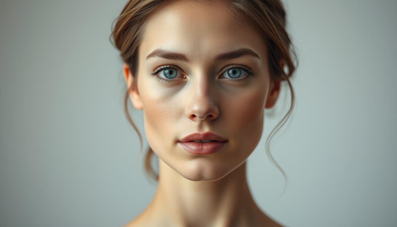 A beautiful woman with a serene expression, her head held high with a refined air. Her forehead is round and smooth, her features delicate and graceful. Her eyes are clear and wise, her gaze direct yet gentle. She exudes a captivating presence, radiating an aura of elegance and refinement. The lighting is soft and flattering, accentuating the youthful glow of her skin. The background is a tranquil, minimalist setting, allowing the focus to remain on her striking visage. This is the embodiment of the "nine virtues of a woman" - a classic representation of the revered "noble countenance" in physiognomy. A beautiful woman with a serene expression, her head held high with a refined air. Her forehead is round and smooth, her features delicate and graceful. Her eyes are clear and wise, her gaze direct yet gentle. She exudes a captivating presence, radiating an aura of elegance and refinement. The lighting is soft and flattering, accentuating the youthful glow of her skin. The background is a tranquil, minimalist setting, allowing the focus to remain on her striking visage. This is the embodiment of the "nine virtues of a woman" - a classic representation of the revered "noble countenance" in physiognomy.