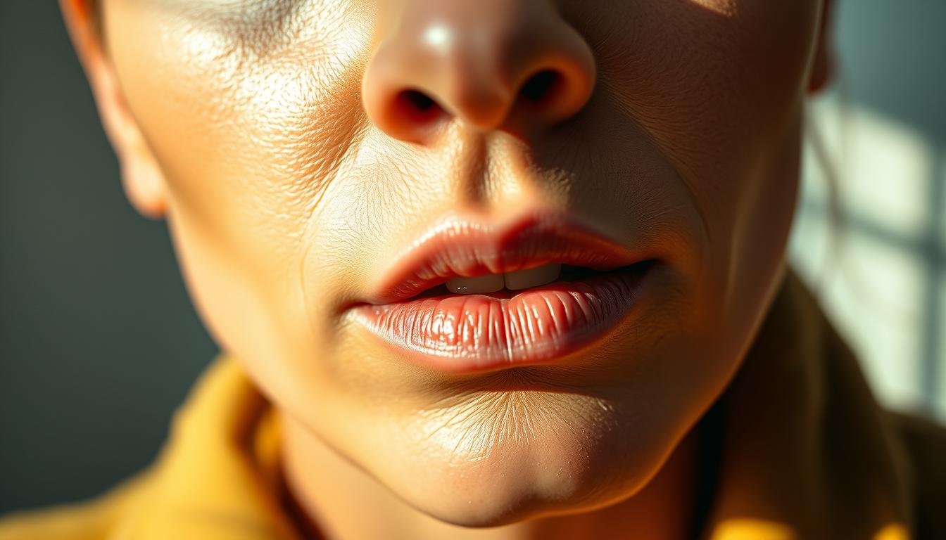 A close-up, high-resolution portrait of a person's lips and mouth, against a soft, out-of-focus background. The lips are slightly parted, revealing a glimpse of the teeth. The lighting is natural, with a warm, golden hue, casting gentle shadows on the face. The texture of the lips is detailed, showcasing the unique lines and contours that reveal insights into the subject's personality and life experiences. The overall mood is contemplative, inviting the viewer to study the subtle expressions and features of the mouth, as a window into the individual's character and interpersonal dynamics. A close-up, high-resolution portrait of a person's lips and mouth, against a soft, out-of-focus background. The lips are slightly parted, revealing a glimpse of the teeth. The lighting is natural, with a warm, golden hue, casting gentle shadows on the face. The texture of the lips is detailed, showcasing the unique lines and contours that reveal insights into the subject's personality and life experiences. The overall mood is contemplative, inviting the viewer to study the subtle expressions and features of the mouth, as a window into the individual's character and interpersonal dynamics.