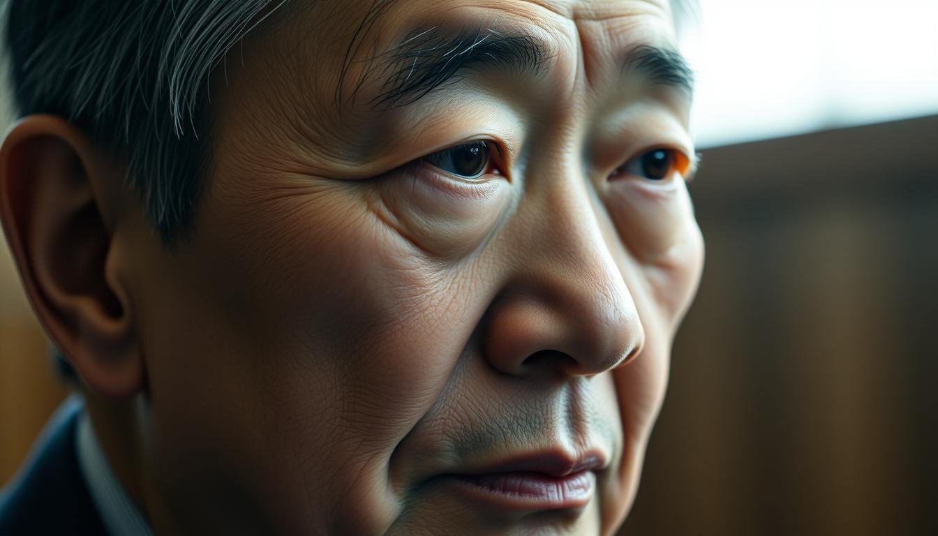 A close-up portrait of Lai Ching-te, the former Premier of Taiwan, captured in a contemplative, pensive state. The lighting is soft and diffused, creating an introspective mood. Subtle wrinkles and lines on his face are visible, hinting at a lifetime of experiences and wisdom. His gaze is directed slightly off-center, suggesting an inner focus or consideration of complex matters. The background is blurred, keeping the attention on the subject's expressive features and facial structure, which are the focal point of the image. The overall composition and lighting aim to convey a sense of depth and character, aligning with the exploration of Lai's personality and political future in the article section.