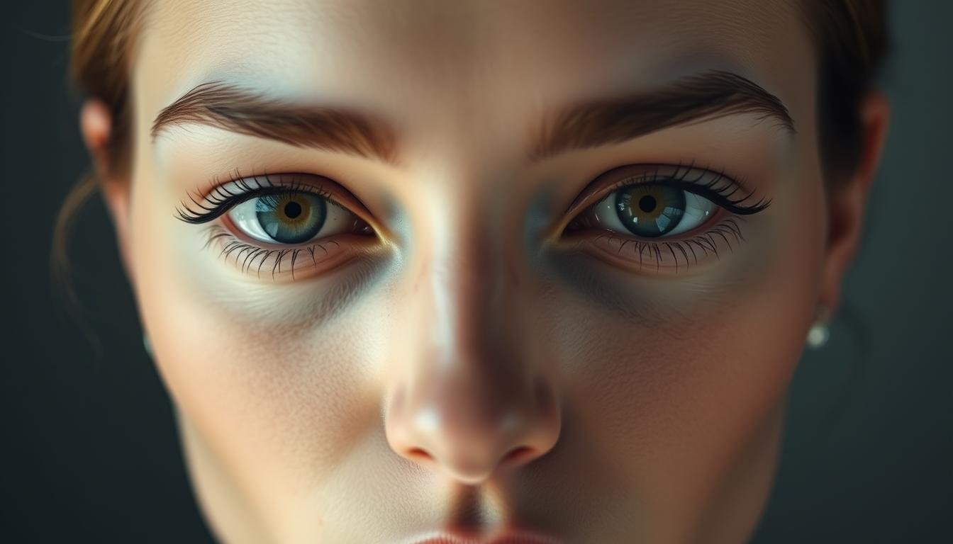 A close-up portrait of a human face in a soft, diffused lighting, showcasing the intricate details of the facial features. The eyes are wide and expressive, the brows are elegantly arched, the nose is well-defined, and the cheekbones are prominently highlighted. The lighting emphasizes the contours and shadows, creating a sense of depth and dimension. The overall mood is one of serene contemplation, inviting the viewer to study the nuances of this face in a thoughtful and meditative manner. The image should have a painterly, almost photographic quality, capturing the essence of the subject in a visually compelling way. A close-up portrait of a human face in a soft, diffused lighting, showcasing the intricate details of the facial features. The eyes are wide and expressive, the brows are elegantly arched, the nose is well-defined, and the cheekbones are prominently highlighted. The lighting emphasizes the contours and shadows, creating a sense of depth and dimension. The overall mood is one of serene contemplation, inviting the viewer to study the nuances of this face in a thoughtful and meditative manner. The image should have a painterly, almost photographic quality, capturing the essence of the subject in a visually compelling way.