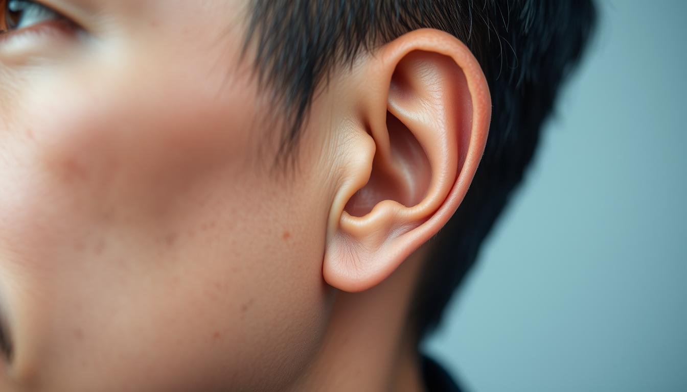 A close-up portrait of a man's ear, meticulously detailed to reveal the distinctive features of a "good husband" according to Chinese physiognomy. The ear is well-proportioned, with a prominent lobe and delicate folds. Soft, even lighting accentuates the texture of the skin and the intricate contours. The image is captured with a shallow depth of field, placing the focal point on the ear and gently blurring the background. The overall mood is one of thoughtful contemplation, inviting the viewer to study the nuances of this subject and discern the insights it may hold about the man's character and destiny. A close-up portrait of a man's ear, meticulously detailed to reveal the distinctive features of a "good husband" according to Chinese physiognomy. The ear is well-proportioned, with a prominent lobe and delicate folds. Soft, even lighting accentuates the texture of the skin and the intricate contours. The image is captured with a shallow depth of field, placing the focal point on the ear and gently blurring the background. The overall mood is one of thoughtful contemplation, inviting the viewer to study the nuances of this subject and discern the insights it may hold about the man's character and destiny.