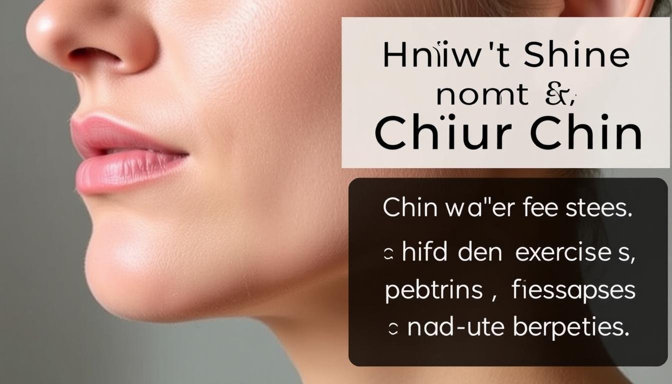A close-up portrait of a person's chin and lower face, gently lit from the side to accentuate the contours. The subject has a slightly recessed or "weak" chin, and the focus is on practical steps to address this facial feature, such as chin exercises, massage techniques, and posture adjustments. The image has a calm, instructional tone, with a neutral background that allows the facial details to take center stage. The lighting is soft and flattering, creating depth and dimension. The overall mood is one of informative guidance, empowering the viewer to take charge of improving the appearance of their chin.