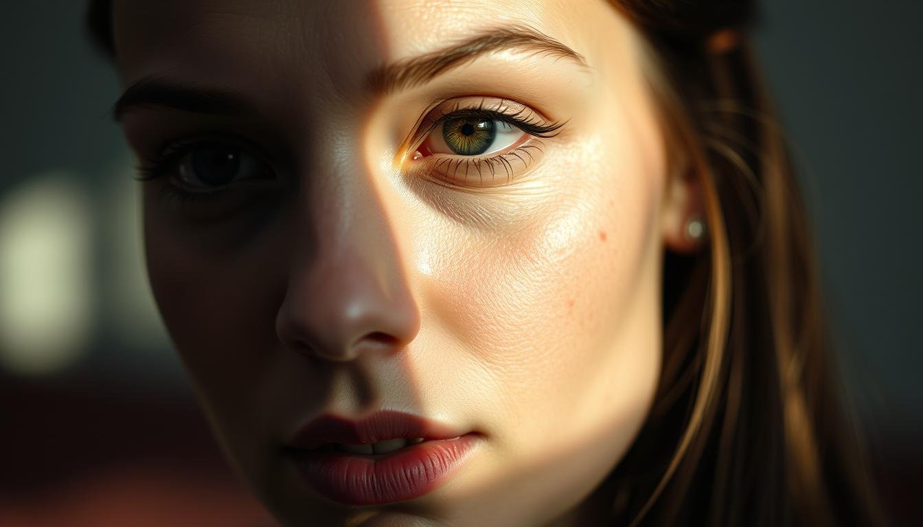A detailed close-up portrait of a woman's face, focusing on the eye area and cheeks. Soft, even lighting from the side illuminates her delicate features, casting gentle shadows that accentuate the intricate patterns and locations of moles or beauty marks on her skin. The image is captured with a shallow depth of field, blurring the background to draw the viewer's attention to the focal points. The woman's expression is serene, her gaze directed slightly off-camera, evoking a sense of introspection and self-reflection. The overall mood is one of quiet elegance and subtle beauty, befitting the theme of the article. A detailed close-up portrait of a woman's face, focusing on the eye area and cheeks. Soft, even lighting from the side illuminates her delicate features, casting gentle shadows that accentuate the intricate patterns and locations of moles or beauty marks on her skin. The image is captured with a shallow depth of field, blurring the background to draw the viewer's attention to the focal points. The woman's expression is serene, her gaze directed slightly off-camera, evoking a sense of introspection and self-reflection. The overall mood is one of quiet elegance and subtle beauty, befitting the theme of the article.