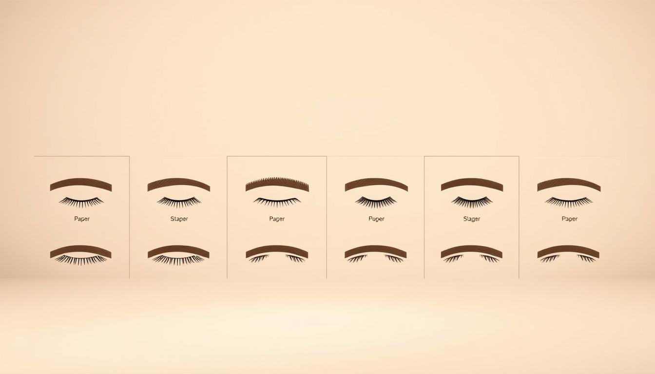 A detailed comparison of eyebrow types, showcasing a side-by-side analysis of the common "eight character brow" and other distinctive eyebrow shapes. The scene is set in a minimalist studio with soft, even lighting, allowing the eyebrows to be the central focus. The image uses a neutral color palette, with a slight warm undertone, to create a calm and analytical atmosphere. The perspective is from a slightly elevated angle, providing a clear view of the eyebrow structures. The composition is balanced, with the eyebrow illustrations arranged in a grid-like format, allowing for easy comparison and evaluation. The overall tone is clinical yet visually appealing, suitable for the educational context of the article.