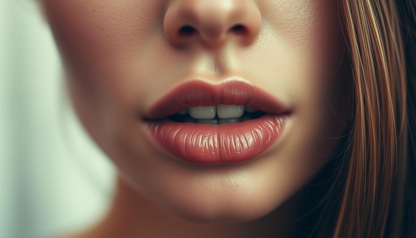 A detailed, elegant close-up portrait of a woman's lips in soft, natural lighting. The lips are the central focus, rendered with striking realism and subtle tonal variations, revealing the unique character and underlying vitality of the subject. The background is softly blurred, drawing all attention to the expressive, almost hypnotic quality of the lips. The mood is serene, intimate, and subtly evocative, capturing the profound insights that can be gleaned from the study of a person's physiognomy. A detailed, elegant close-up portrait of a woman's lips in soft, natural lighting. The lips are the central focus, rendered with striking realism and subtle tonal variations, revealing the unique character and underlying vitality of the subject. The background is softly blurred, drawing all attention to the expressive, almost hypnotic quality of the lips. The mood is serene, intimate, and subtly evocative, capturing the profound insights that can be gleaned from the study of a person's physiognomy.