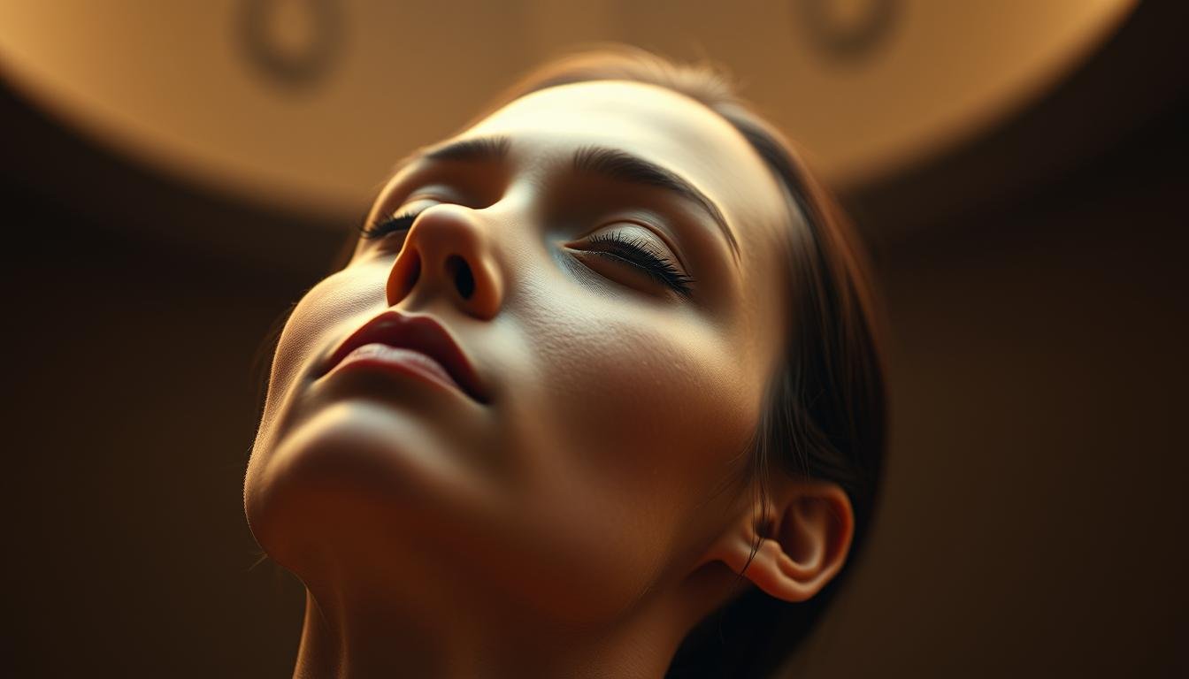 A detailed, high-resolution image of a serene, contemplative person with a prominent, auspicious birthmark or mole on the crown of their head. The subject's face is angled upwards, with a peaceful, introspective expression. Soft, warm lighting illuminates the scene, creating a sense of tranquility and spiritual connection. The background is a blurred, neutral setting, allowing the focus to remain on the subject's mesmerizing facial features and the captivating birthmark. The overall mood is one of mysticism, harmony, and a connection to the divine. A detailed, high-resolution image of a serene, contemplative person with a prominent, auspicious birthmark or mole on the crown of their head. The subject's face is angled upwards, with a peaceful, introspective expression. Soft, warm lighting illuminates the scene, creating a sense of tranquility and spiritual connection. The background is a blurred, neutral setting, allowing the focus to remain on the subject's mesmerizing facial features and the captivating birthmark. The overall mood is one of mysticism, harmony, and a connection to the divine.