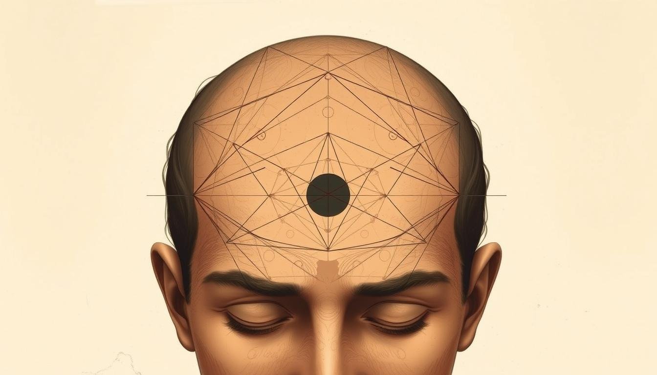 A detailed illustration of the "Tianke Area Physiognomy Analysis" - a harmonious composition showcasing the intricate connections between the forehead, hairline, and the profound principles of physiognomy. Rendered in a classic, scholarly style with a muted color palette, soft lighting, and a sense of timeless wisdom. The image captures the essential features of the forehead region, highlighting the delicate balance of lines, shapes, and subtle textures that reveal insights into an individual's destiny and character. A thoughtful, contemplative atmosphere pervades the scene, inviting the viewer to explore the esoteric knowledge contained within the ancient art of face reading.