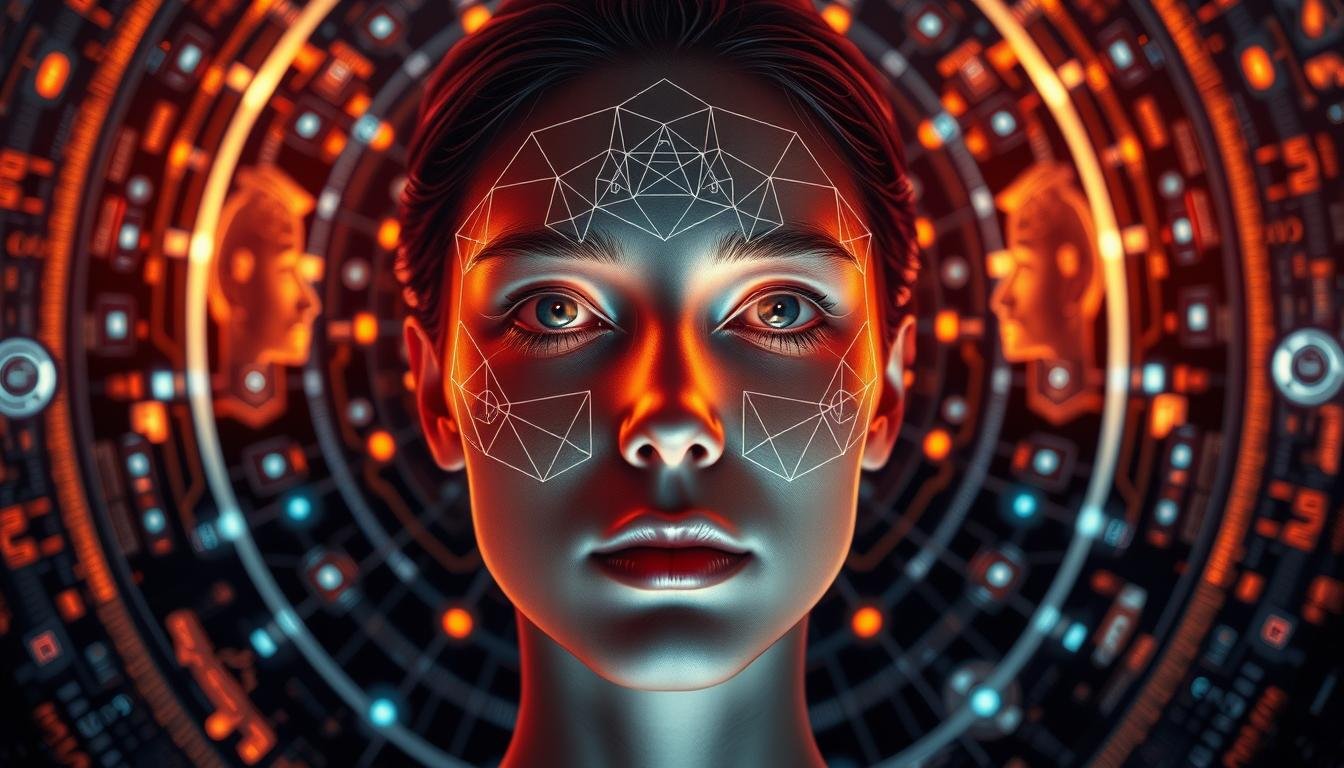 A futuristic scene of a face analysis interface, seamlessly blending ancient face reading techniques with cutting-edge AI technology. The background features a sleek, holographic display showcasing intricate facial mapping and data visualization. In the foreground, a serene, contemplative face is illuminated by warm, diffused lighting, as if the subject is undergoing a deep, insightful analysis. The composition emphasizes the harmony between tradition and innovation, with the facial features subtly highlighted to convey the profound insights offered by this innovative approach to face reading. The overall mood is one of wonder, discovery, and the fusion of ancient wisdom with modern scientific exploration. A futuristic scene of a face analysis interface, seamlessly blending ancient face reading techniques with cutting-edge AI technology. The background features a sleek, holographic display showcasing intricate facial mapping and data visualization. In the foreground, a serene, contemplative face is illuminated by warm, diffused lighting, as if the subject is undergoing a deep, insightful analysis. The composition emphasizes the harmony between tradition and innovation, with the facial features subtly highlighted to convey the profound insights offered by this innovative approach to face reading. The overall mood is one of wonder, discovery, and the fusion of ancient wisdom with modern scientific exploration.