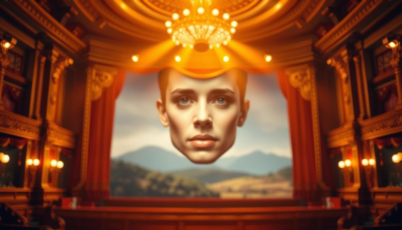 A grand, ornate stage illuminated by warm, golden spotlights, casting a theatrical glow across the scene. In the foreground, a pair of expressive lips, their shape and curves revealing the wearer's personality - passionate, persuasive, or pensive. The middle ground features a detailed, high-resolution portrait of a face, capturing the nuanced relationship between lip shape and broader facial features. In the background, a blurred, dreamlike landscape evokes the idea of "舞台感" - the sense of being on a performance stage, where one's true self is revealed through the canvas of the face. A grand, ornate stage illuminated by warm, golden spotlights, casting a theatrical glow across the scene. In the foreground, a pair of expressive lips, their shape and curves revealing the wearer's personality - passionate, persuasive, or pensive. The middle ground features a detailed, high-resolution portrait of a face, capturing the nuanced relationship between lip shape and broader facial features. In the background, a blurred, dreamlike landscape evokes the idea of "舞台感" - the sense of being on a performance stage, where one's true self is revealed through the canvas of the face.