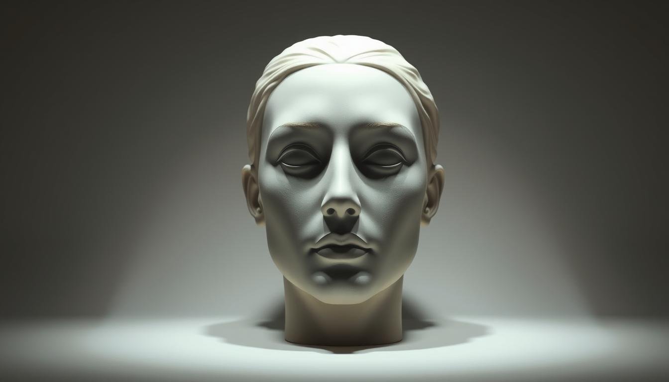 A highly detailed, photorealistic rendering of a central human face sculpture, the focal point being the prominent cheekbones. The sculpture is positioned in the center of the frame, illuminated by soft, diffused lighting that accentuates the sharp angles and chiaroscuro of the facial features. The background is a minimalist, neutral setting, allowing the sculptural form to take center stage. The overall mood is one of refined elegance and timeless beauty, reflecting the aesthetic exploration of the human face, particularly the significance of the cheekbones in traditional and modern facial aesthetics. A highly detailed, photorealistic rendering of a central human face sculpture, the focal point being the prominent cheekbones. The sculpture is positioned in the center of the frame, illuminated by soft, diffused lighting that accentuates the sharp angles and chiaroscuro of the facial features. The background is a minimalist, neutral setting, allowing the sculptural form to take center stage. The overall mood is one of refined elegance and timeless beauty, reflecting the aesthetic exploration of the human face, particularly the significance of the cheekbones in traditional and modern facial aesthetics.