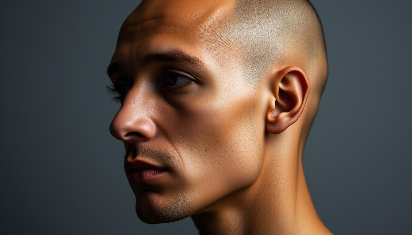 A portrait of a human face in profile, showcasing the key facial features of forehead, chin, and cheekbones. The subject is lit by soft, directional lighting that accentuates the contours and shadows of the face, creating a sense of depth and dimension. The background is a muted, neutral tone that allows the face to be the primary focus. The overall mood is one of contemplation and introspection, inviting the viewer to study the nuanced details of the face and gain insights into the character and personality of the individual.