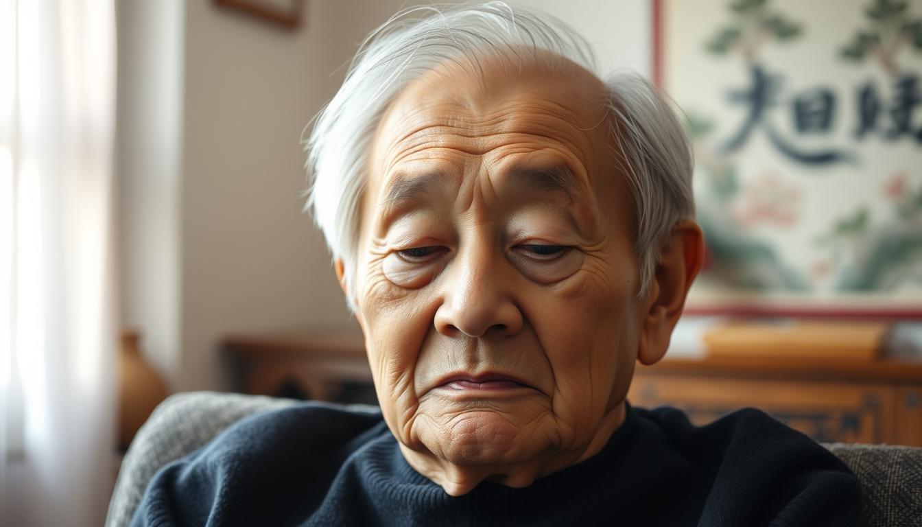 A serene elderly person with deep-set, slightly hooded eyes sits peacefully in a tranquil, softly lit setting. Gentle natural light filters in, casting a warm, comforting glow. The person's facial features are thoughtful and introspective, suggesting an inner sense of wisdom and acceptance. In the background, subtle symbolic elements such as calming nature imagery or traditional Asian art may provide visual cues about improving one's fortunes through self-reflection and inner harmony. The overall composition and mood convey a sense of balance, resilience, and a holistic approach to enhancing one's life circumstances. A serene elderly person with deep-set, slightly hooded eyes sits peacefully in a tranquil, softly lit setting. Gentle natural light filters in, casting a warm, comforting glow. The person's facial features are thoughtful and introspective, suggesting an inner sense of wisdom and acceptance. In the background, subtle symbolic elements such as calming nature imagery or traditional Asian art may provide visual cues about improving one's fortunes through self-reflection and inner harmony. The overall composition and mood convey a sense of balance, resilience, and a holistic approach to enhancing one's life circumstances.