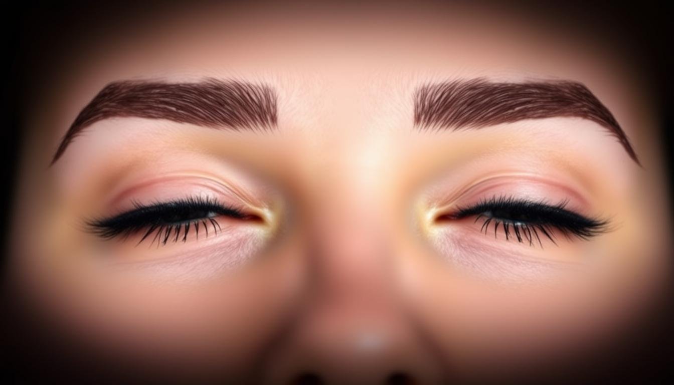 A serene, well-lit close-up shot of three distinct eyebrow shapes: a graceful, flowing Willow Brow, a crescent-like New Moon Brow, and a sharp, decisive Sword Brow. The eyebrows are the central focus, occupying the middle ground, with a soft, diffused background that subtly suggests the idea of career success and good fortune. The lighting is soft and flattering, accentuating the unique features of each eyebrow type. The overall mood is one of elegant refinement, hinting at the insights the article aims to provide about the significance of eyebrow shape in physiognomy and its connection to professional achievement.