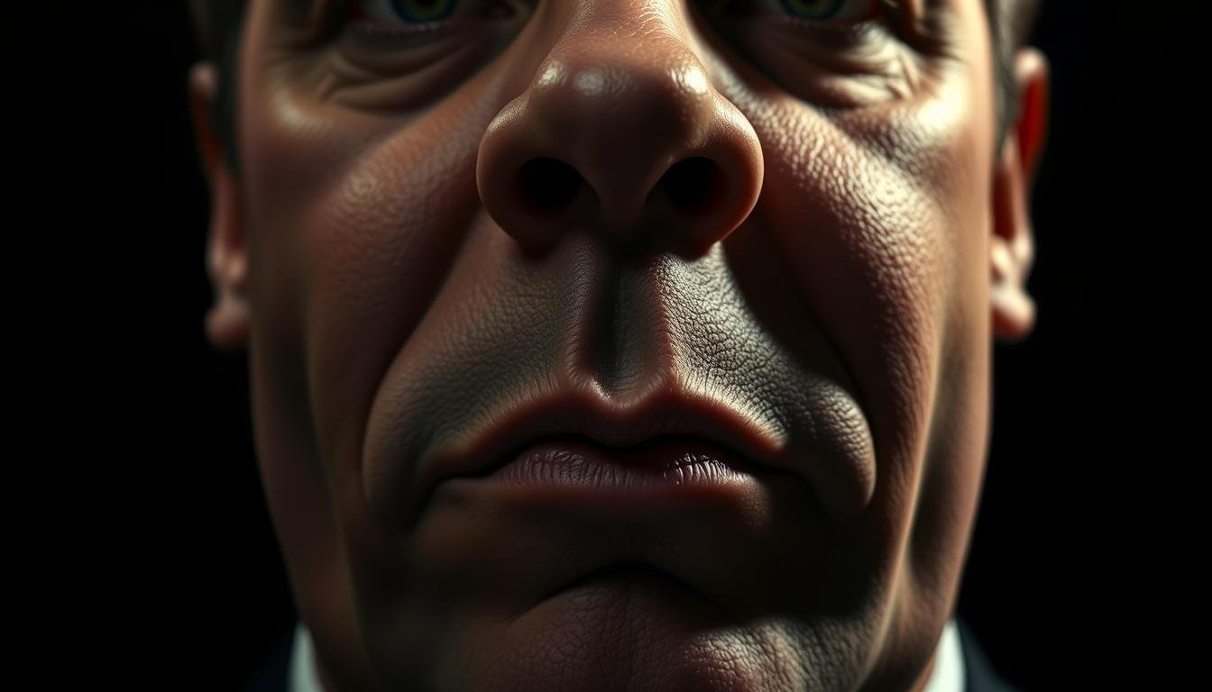 A striking, high-bridged nose with broad, expressive nostrils, illuminated by dramatic, directional lighting that accentuates the powerful, commanding presence. The face is set in a confident, authoritative expression, conveying a sense of self-assurance and the ability to command respect. The composition places the nose and nostrils in sharp focus, filling the frame and emphasizing their significance, while the background is softly blurred, drawing the viewer's attention to the central features. The lighting casts dramatic shadows, adding depth and dimension to the subject, evoking a sense of gravitas and significance. A striking, high-bridged nose with broad, expressive nostrils, illuminated by dramatic, directional lighting that accentuates the powerful, commanding presence. The face is set in a confident, authoritative expression, conveying a sense of self-assurance and the ability to command respect. The composition places the nose and nostrils in sharp focus, filling the frame and emphasizing their significance, while the background is softly blurred, drawing the viewer's attention to the central features. The lighting casts dramatic shadows, adding depth and dimension to the subject, evoking a sense of gravitas and significance.
