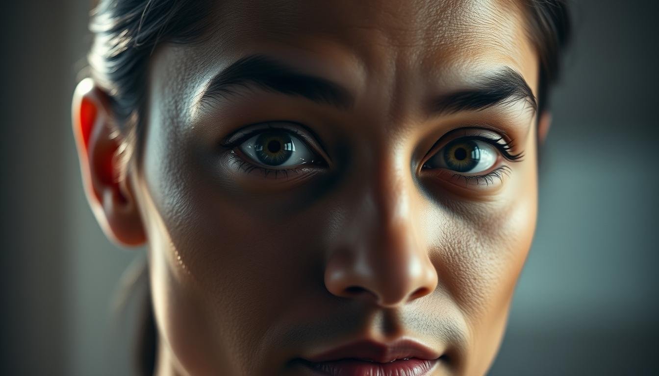 A striking portrait of a person with captivating, wide-open eyes that radiate intelligence and charisma. The subject's gaze is penetrating yet welcoming, conveying a sense of warmth and approachability. Soft, diffused lighting from the side highlights the subject's features, creating depth and dimension. The background is blurred, keeping the focus on the subject's expressive face and eyes. The overall mood is one of confidence, poise, and an innate ability to connect with others, reflecting the "人際資產與公關能量" of this "眼大明亮型" individual.