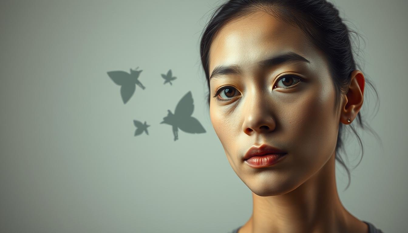 A thoughtful, nuanced portrait of "media literacy" and "physiognomy" (面相) set against a neutral, contemplative backdrop. In the foreground, a person's face is rendered with delicate, naturalistic detail, capturing the complexities of human expression and identity. The middle ground features symbolic visual metaphors hinting at the interplay between perception, representation, and societal biases. The background is a serene, muted palette, evoking a sense of deep reflection. Lighting is soft and diffuse, creating an atmosphere of quiet contemplation. The overall composition balances technical mastery with an emotive, thought-provoking sensibility, inviting the viewer to ponder the nuances of media literacy and physiognomy.