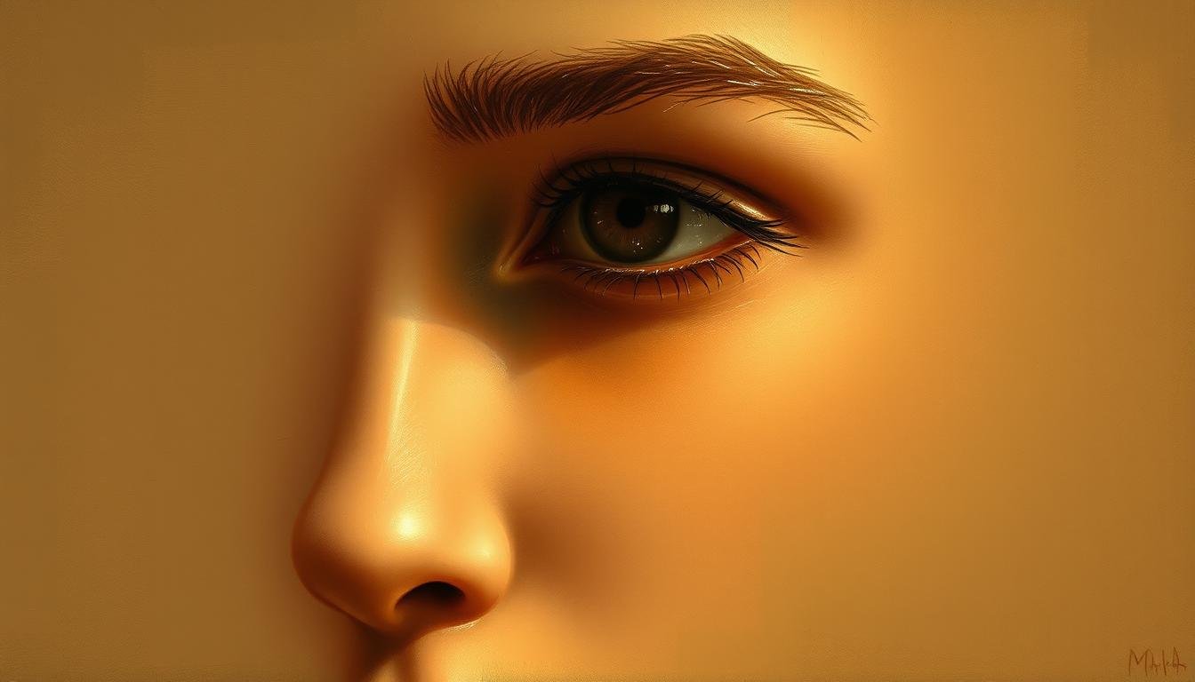 A tranquil and contemplative study of a delicate pear-shaped facial feature, captured in a finely-detailed oil painting style. Soft, warm lighting illuminates the intricate lines and curves, revealing the depths of its symbolic meaning. The background is a muted palette of earthy tones, allowing the pear-shaped mark to take center stage and command the viewer's attention. The overall composition conveys a sense of balance, wisdom and the unfolding of destiny, in keeping with the ancient art of physiognomy. Rendered with a masterful touch that brings out the nuances and hidden significance of this revered facial feature. A tranquil and contemplative study of a delicate pear-shaped facial feature, captured in a finely-detailed oil painting style. Soft, warm lighting illuminates the intricate lines and curves, revealing the depths of its symbolic meaning. The background is a muted palette of earthy tones, allowing the pear-shaped mark to take center stage and command the viewer's attention. The overall composition conveys a sense of balance, wisdom and the unfolding of destiny, in keeping with the ancient art of physiognomy. Rendered with a masterful touch that brings out the nuances and hidden significance of this revered facial feature.