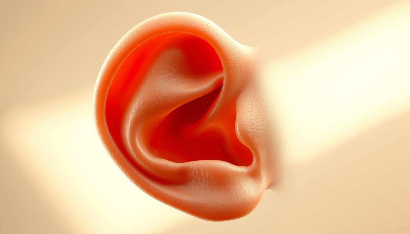 An anatomically accurate and visually striking ear illustration, captured in a finely detailed 3D rendering. Showcasing the distinct "this type of ear" shape, with its rounded tragus, prominent concha, and well-defined antihelix. Rendered in a warm, natural lighting setup that accentuates the intricate textures and contours of the ear cartilage. Presented against a subtly blurred, minimalist background to maintain focus on the central subject. The overall composition conveys a sense of scientific curiosity and reverence for the innate beauty of the human form. An anatomically accurate and visually striking ear illustration, captured in a finely detailed 3D rendering. Showcasing the distinct "this type of ear" shape, with its rounded tragus, prominent concha, and well-defined antihelix. Rendered in a warm, natural lighting setup that accentuates the intricate textures and contours of the ear cartilage. Presented against a subtly blurred, minimalist background to maintain focus on the central subject. The overall composition conveys a sense of scientific curiosity and reverence for the innate beauty of the human form.