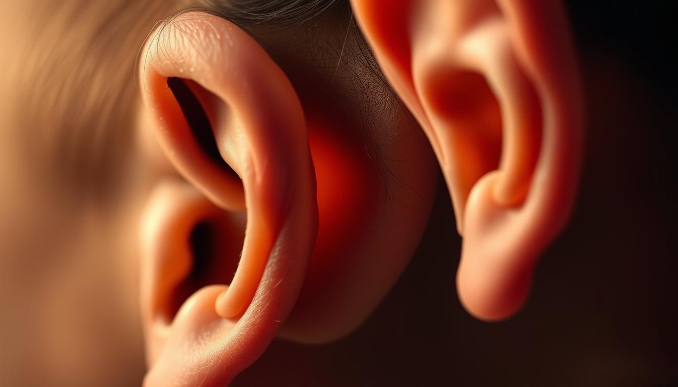 An intricate close-up study of human ears, examining their diverse shapes, sizes, and hues. Soft, glowing lighting illuminates the delicate folds and contours, revealing the unique character and personality expressed through this often overlooked feature. Crisp, high-resolution details capture the subtle variations in skin tone, cartilage structure, and lobe proportions. A clean, minimalist background allows the ears to take center stage, inviting the viewer to analyze and interpret the insights they may hold about the individual's nature, temperament, and life path. Masterfully composed to showcase the nuanced beauty and significance of this expressive anatomical element. An intricate close-up study of human ears, examining their diverse shapes, sizes, and hues. Soft, glowing lighting illuminates the delicate folds and contours, revealing the unique character and personality expressed through this often overlooked feature. Crisp, high-resolution details capture the subtle variations in skin tone, cartilage structure, and lobe proportions. A clean, minimalist background allows the ears to take center stage, inviting the viewer to analyze and interpret the insights they may hold about the individual's nature, temperament, and life path. Masterfully composed to showcase the nuanced beauty and significance of this expressive anatomical element.