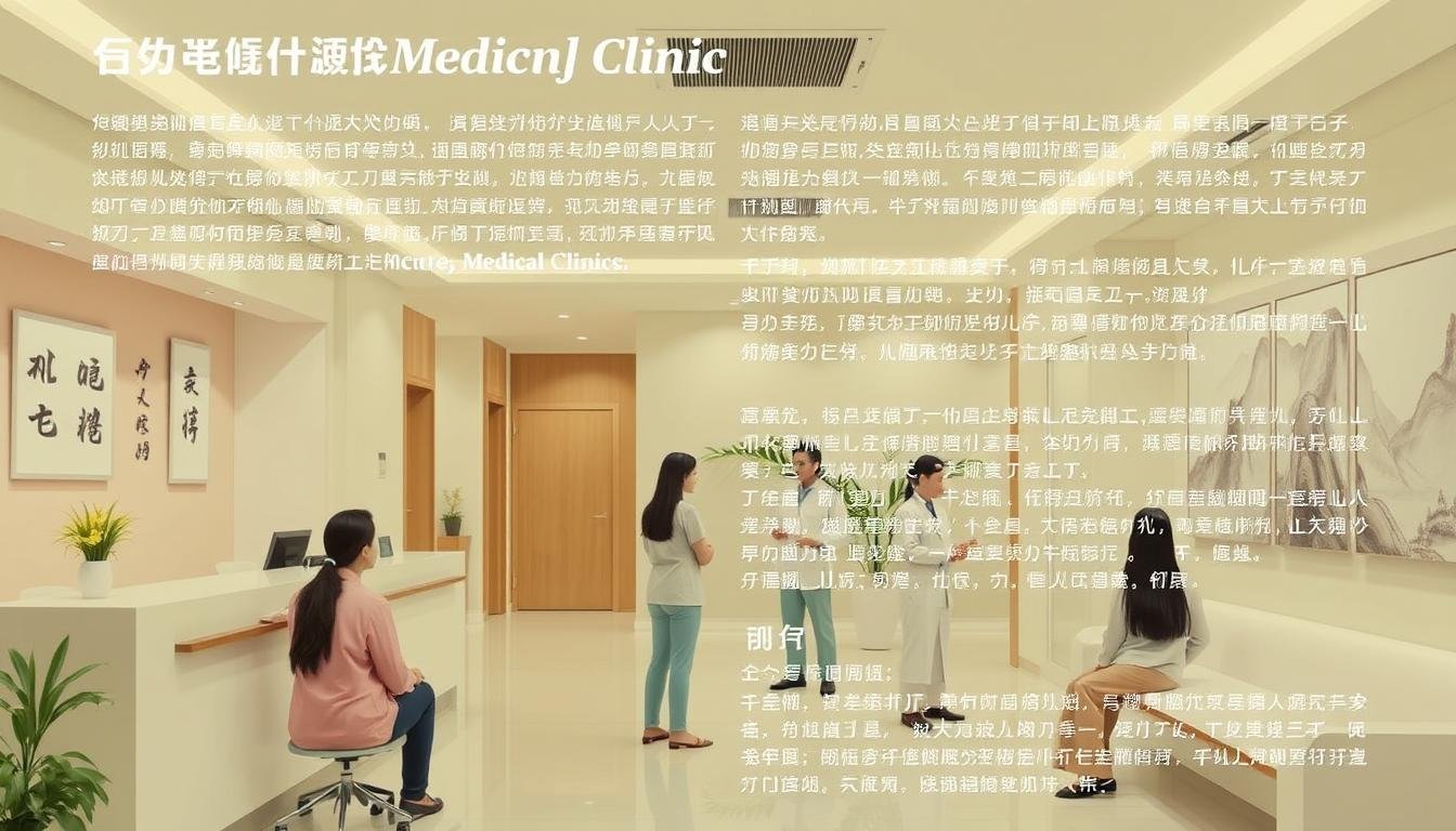 Detailed professional medical clinic guide with a warm, authoritative tone. A serene, well-lit interior scene showcasing the clinic's reception area, consulting rooms, and patient-centric amenities. Clean, modern design with pastel color palette. Subtle Chinese elements like traditional calligraphy or landscape paintings in the background. Patients of diverse ages and ethnicities conversing with attentive, empathetic staff. Emphasis on the clinic's expertise, state-of-the-art equipment, and commitment to patient care and satisfaction. The overall atmosphere conveys a sense of trust, comfort, and professionalism. Detailed professional medical clinic guide with a warm, authoritative tone. A serene, well-lit interior scene showcasing the clinic's reception area, consulting rooms, and patient-centric amenities. Clean, modern design with pastel color palette. Subtle Chinese elements like traditional calligraphy or landscape paintings in the background. Patients of diverse ages and ethnicities conversing with attentive, empathetic staff. Emphasis on the clinic's expertise, state-of-the-art equipment, and commitment to patient care and satisfaction. The overall atmosphere conveys a sense of trust, comfort, and professionalism.