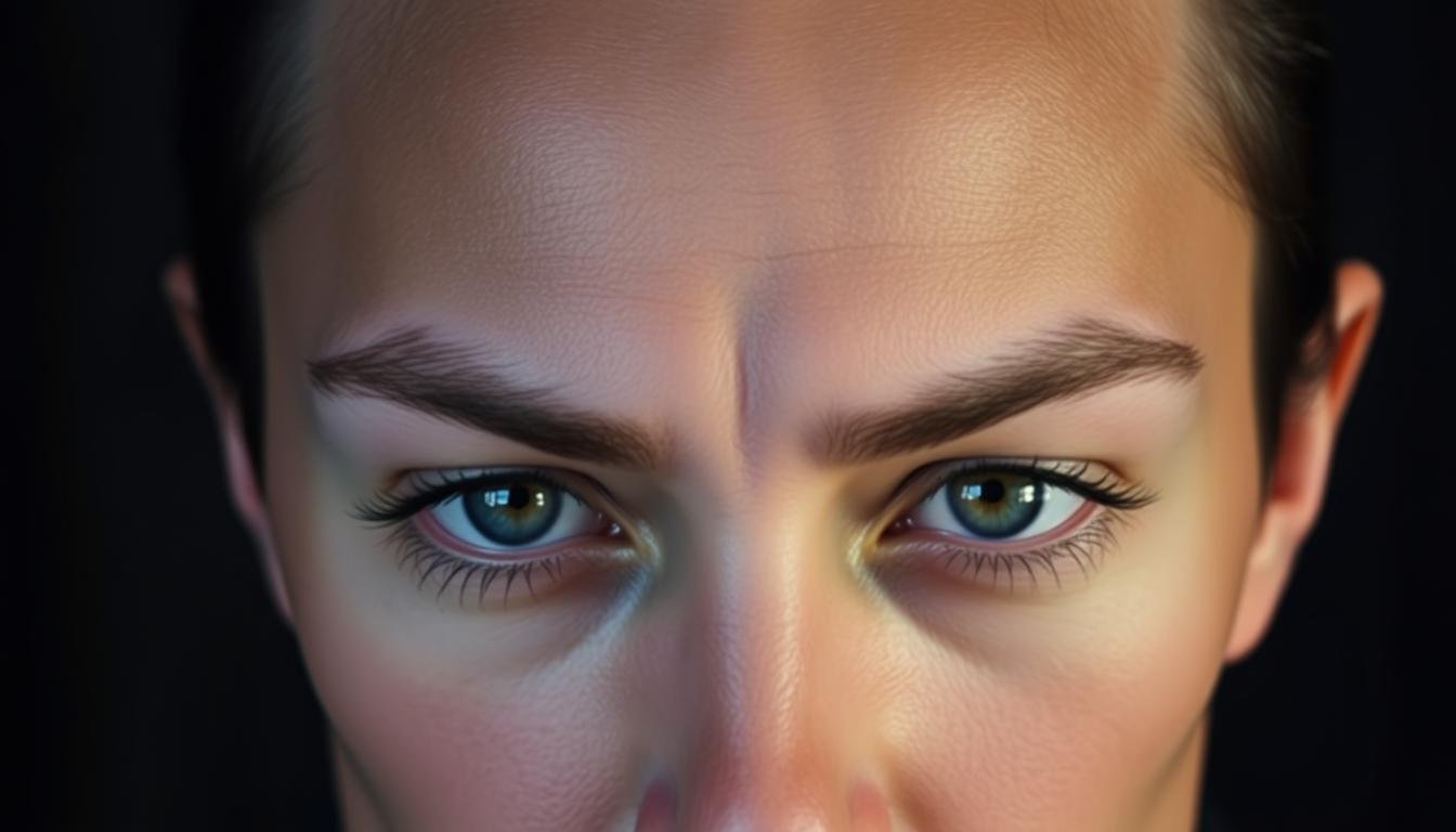 Sparse, arched eyebrows with a distinct lift at the ends, conveying an enigmatic and discerning gaze. The subject's expression exudes an aura of mystery, hinting at a depth of perception and intuition. Soft, natural lighting casts subtle shadows, accentuating the distinctive brow shapes. The background is muted, allowing the focus to remain on the expressive features. A sense of introspection and insight emanates from this striking portrait, inviting the viewer to ponder the subject's character and destiny.